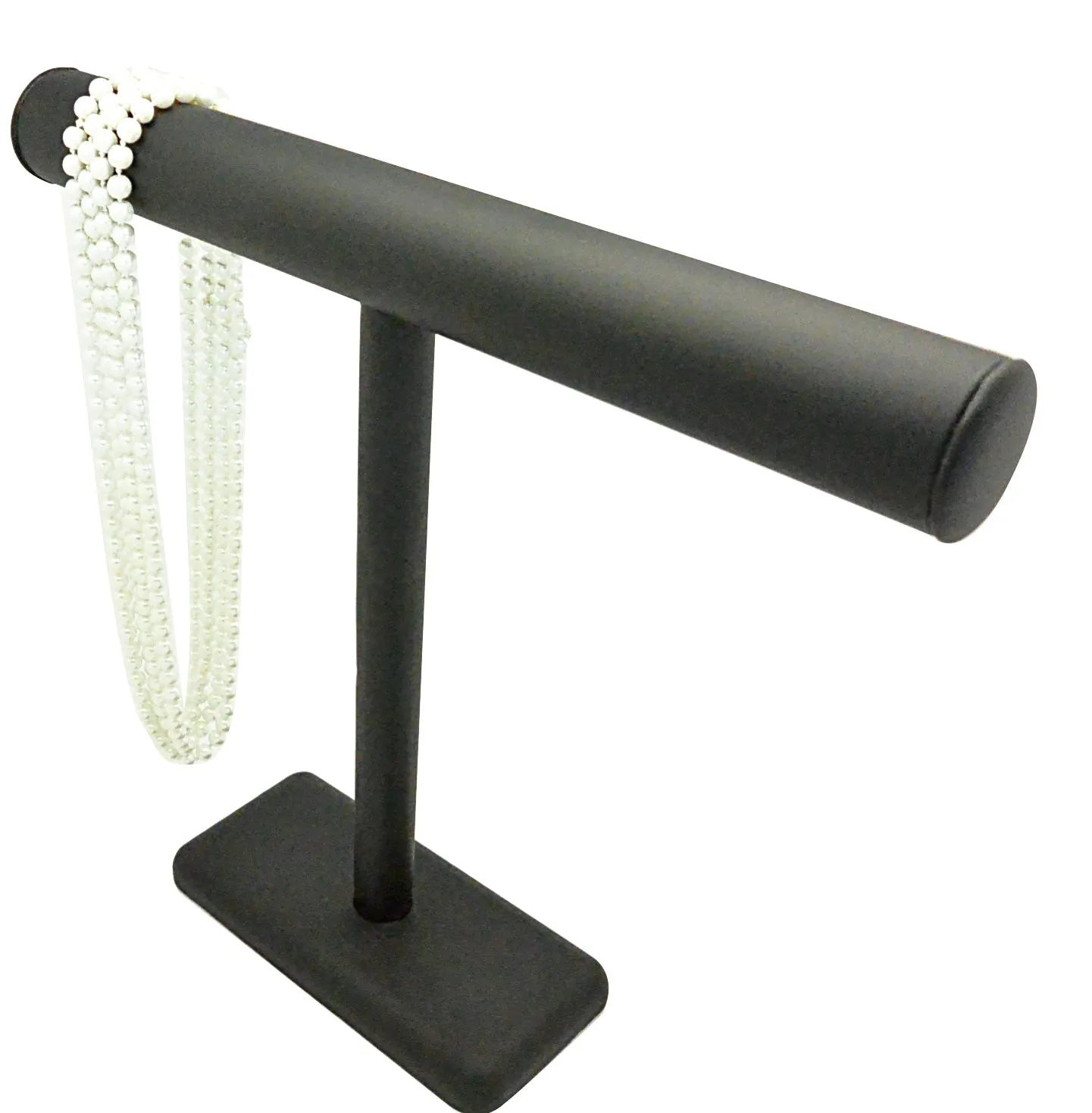 12 1/2"H Black Leatherette Single Round T-Bar