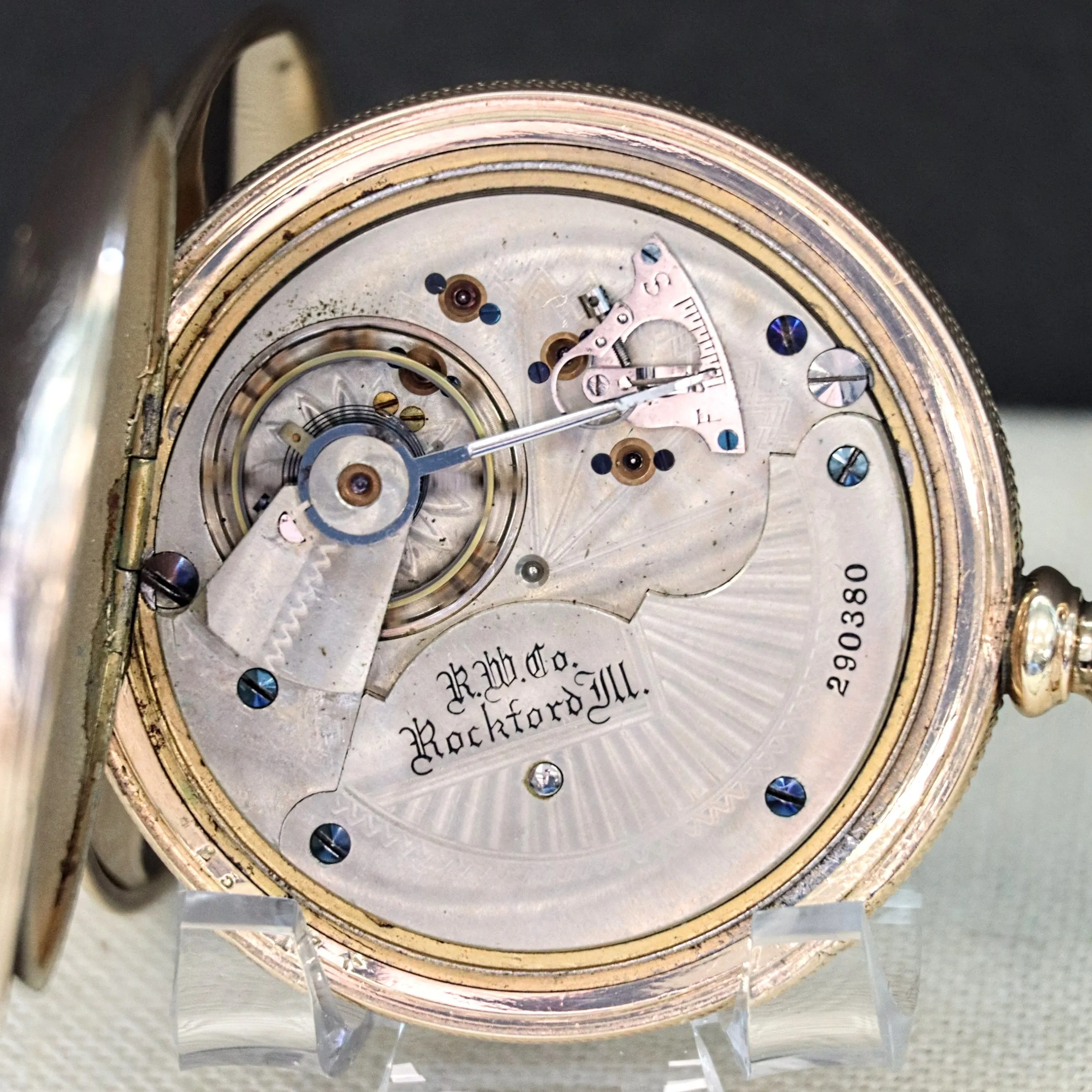 1888 ROCKFORD Pocket Watch 18s Grade 83 15 Jewels Hunter Case Yellow G.F.