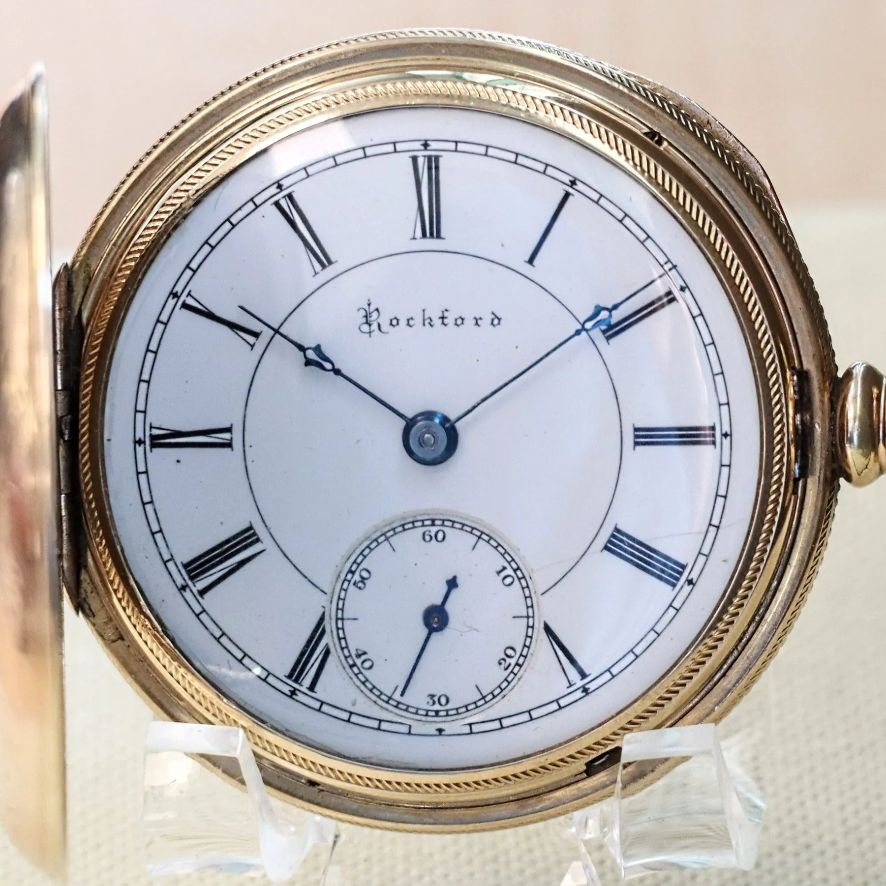 1888 ROCKFORD Pocket Watch 18s Grade 83 15 Jewels Hunter Case Yellow G.F.