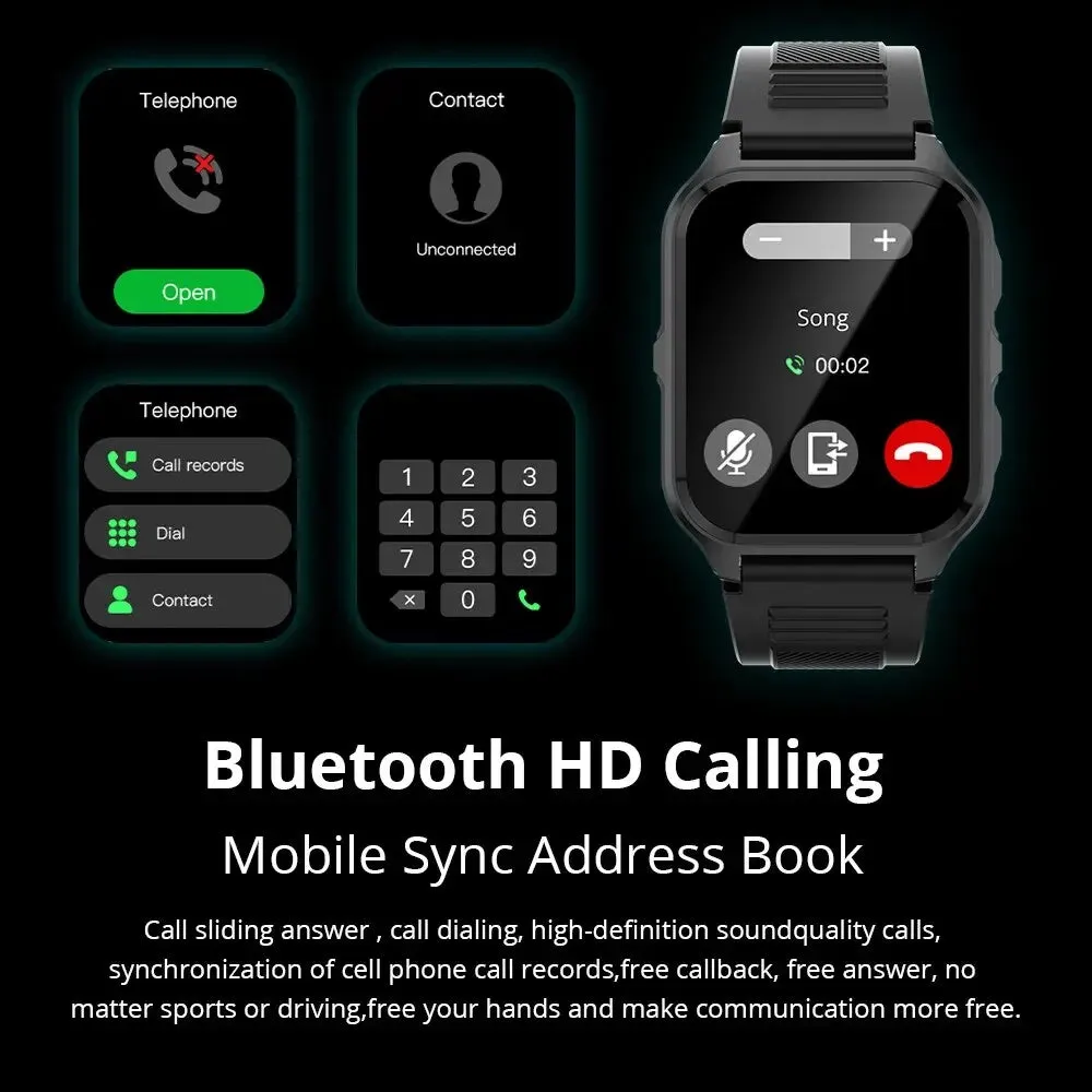 1.9 Inch Ip68 Waterproof Military Smartwatch For Android & Ios