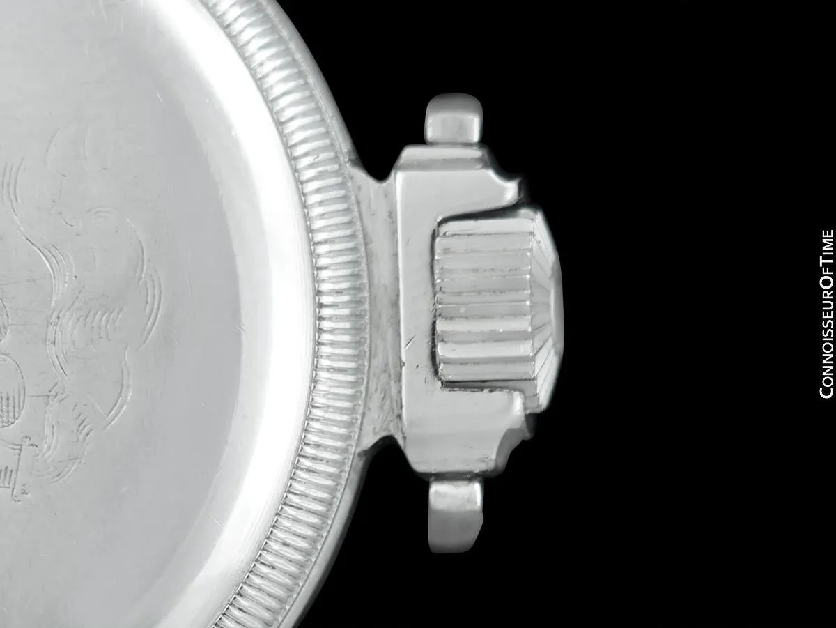 1930's Rolex Railroad Kew A Chronometer 21J Antique Mens Pocket Watch, 52mm - Snowite Chrome