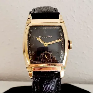 1943 BULOVA Officer Wristwatch Rare Black Dial Swiss Cal 10BS 15J Vintage Watch