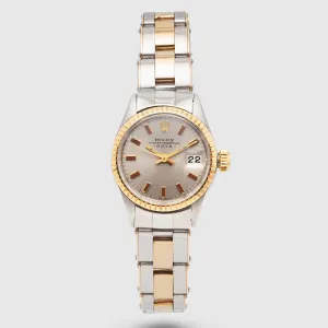 1968 Rolex Lady Oyster Perpetual Date St/G Red Enamel Markers Ref. 6517