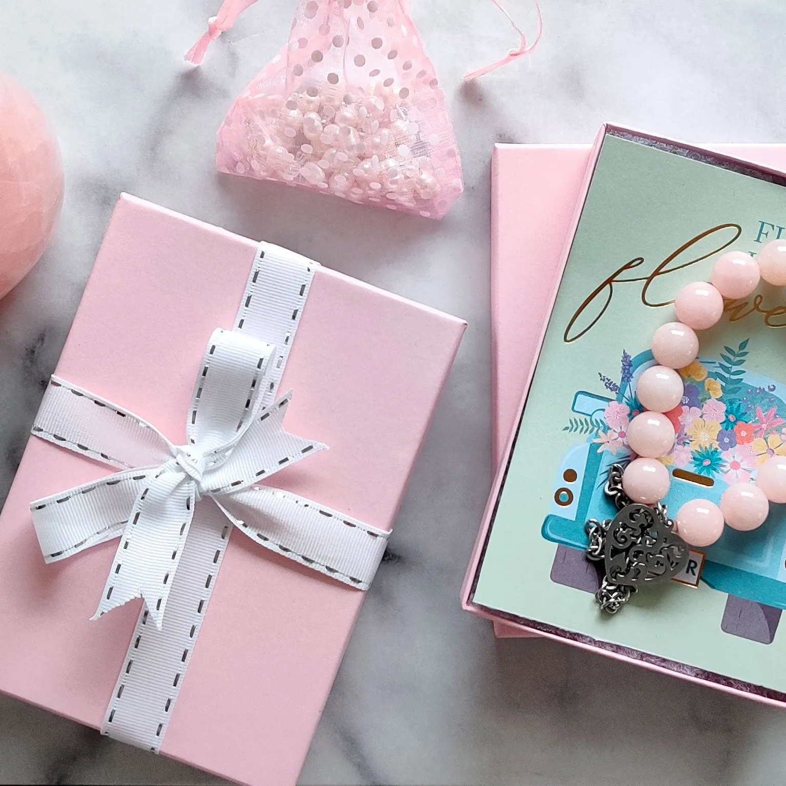 3 3/4" x 3 3/4" x 2" Pink Cotton Filled Paper Box