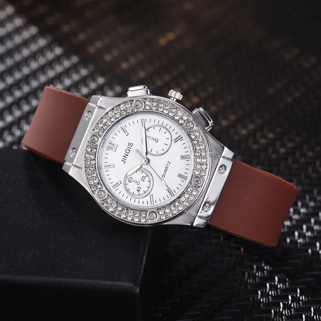 4 Colors Men's Alloy Fashion Business Office Rhinestone Decor Quartz Watches