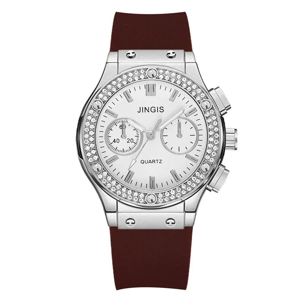 4 Colors Men's Alloy Fashion Business Office Rhinestone Decor Quartz Watches