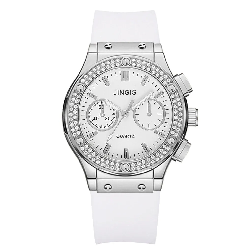 4 Colors Men's Alloy Fashion Business Office Rhinestone Decor Quartz Watches
