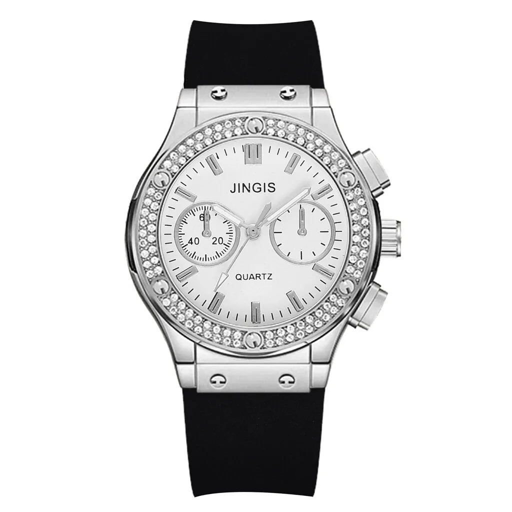 4 Colors Men's Alloy Fashion Business Office Rhinestone Decor Quartz Watches