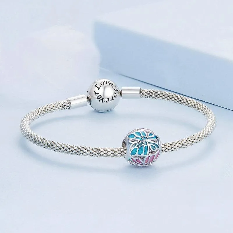 925 Sterling Silver Platinum Plated Butterfly Bracelet In