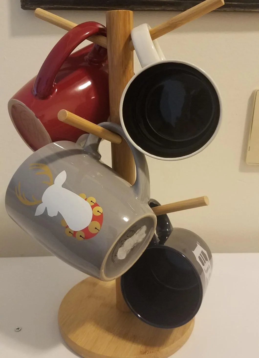 AEIDDRWAA mug tree, counter coffee mug tree stand, bamboo coffee mug tree stand countertop