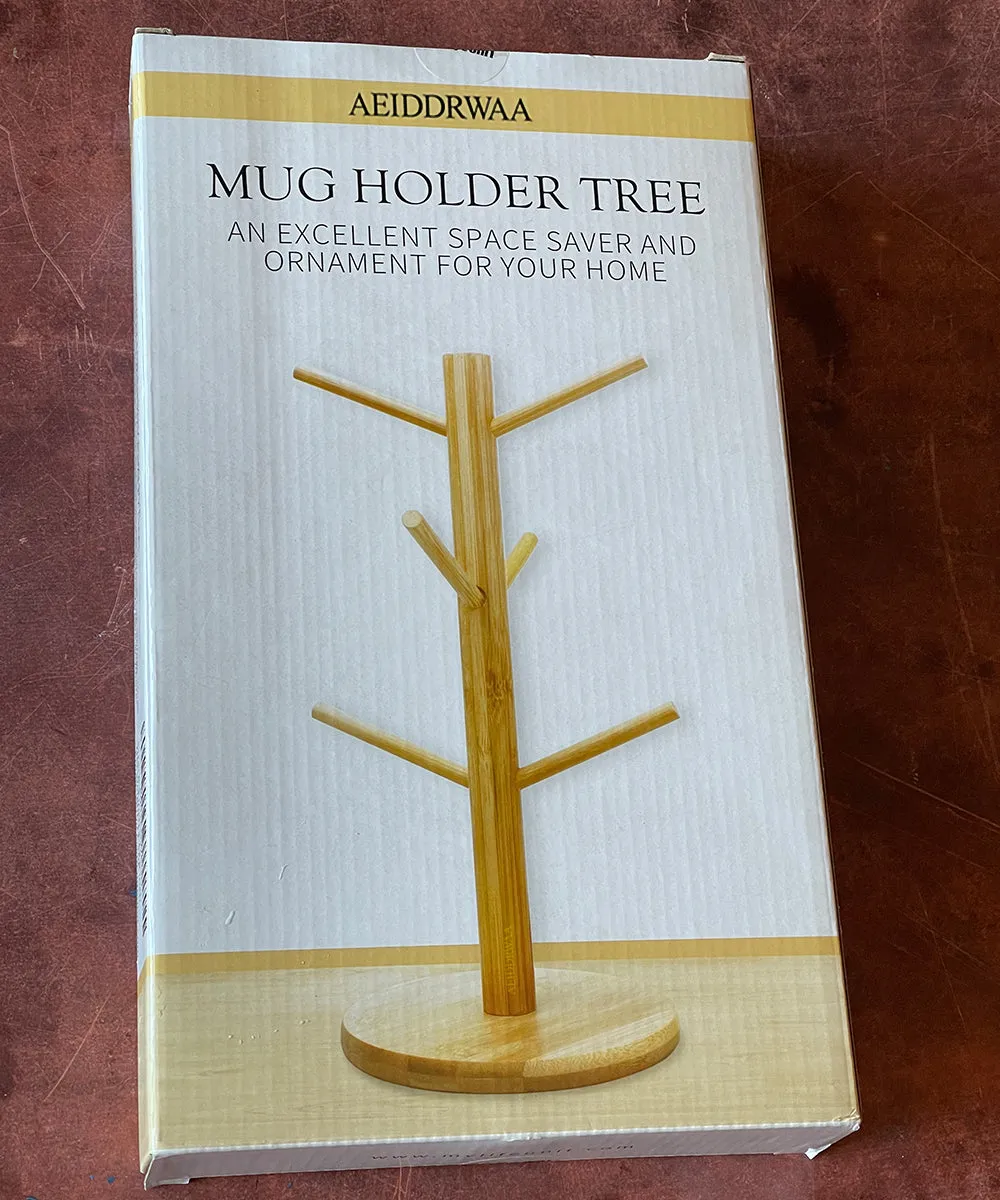 AEIDDRWAA mug tree, counter coffee mug tree stand, bamboo coffee mug tree stand countertop