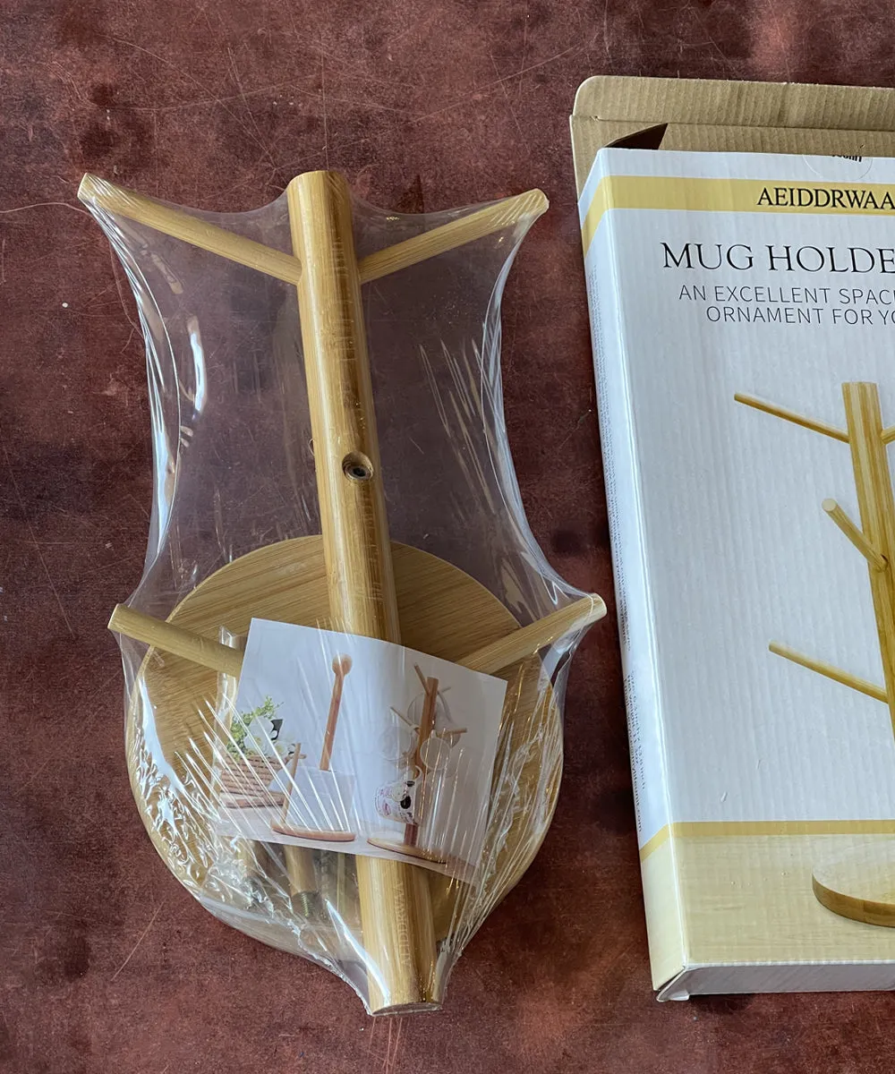 AEIDDRWAA mug tree, counter coffee mug tree stand, bamboo coffee mug tree stand countertop