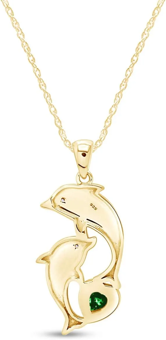 AFFY 14K Yellow Gold Over Sterling Silver Dolphin Pendant Necklace