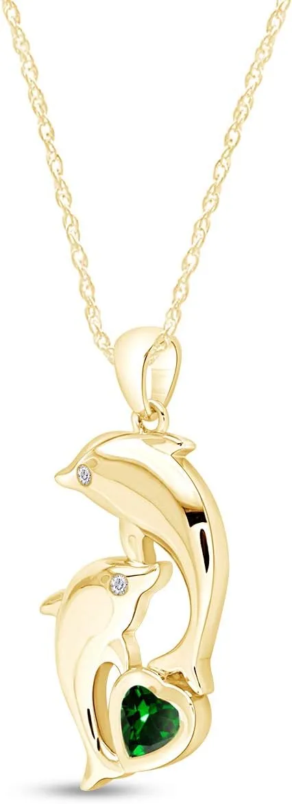 AFFY 14K Yellow Gold Over Sterling Silver Dolphin Pendant Necklace