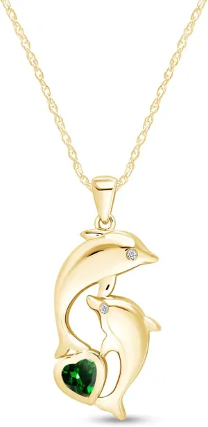 AFFY 14K Yellow Gold Over Sterling Silver Dolphin Pendant Necklace