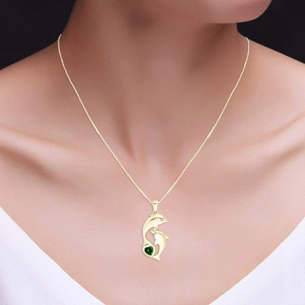 AFFY 14K Yellow Gold Over Sterling Silver Dolphin Pendant Necklace