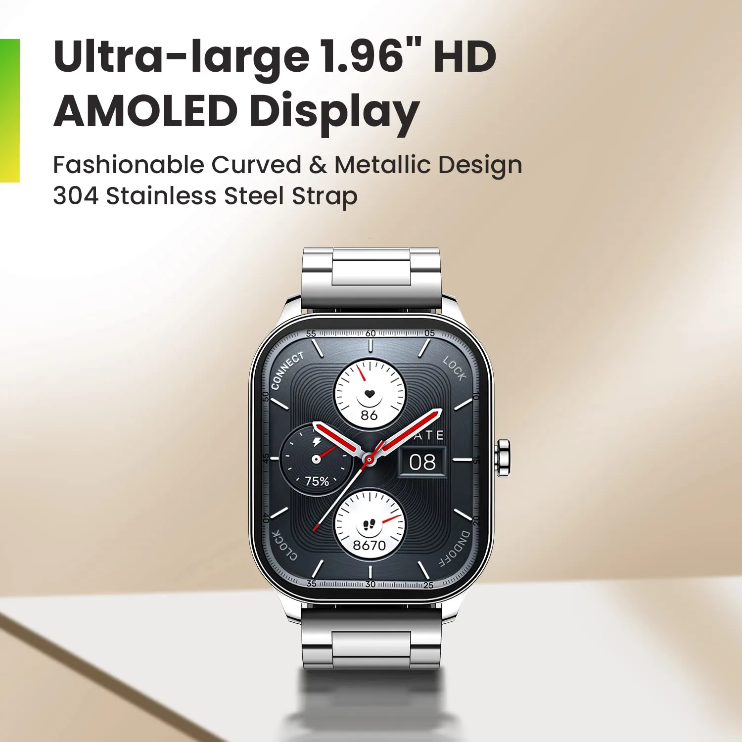Amazfit Pop 3S Smart Watch (Metallic Sliver)