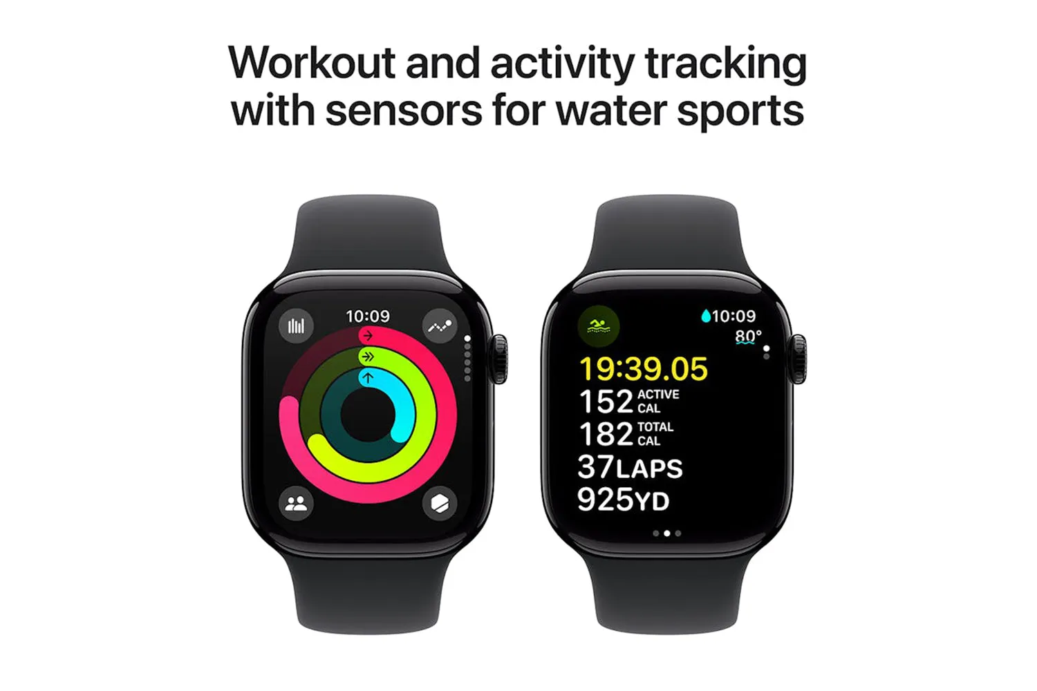 Apple Watch Series 10 GPS   Cellular | 42mm | Jet Black Aluminium Case with Black Sport Band M/L