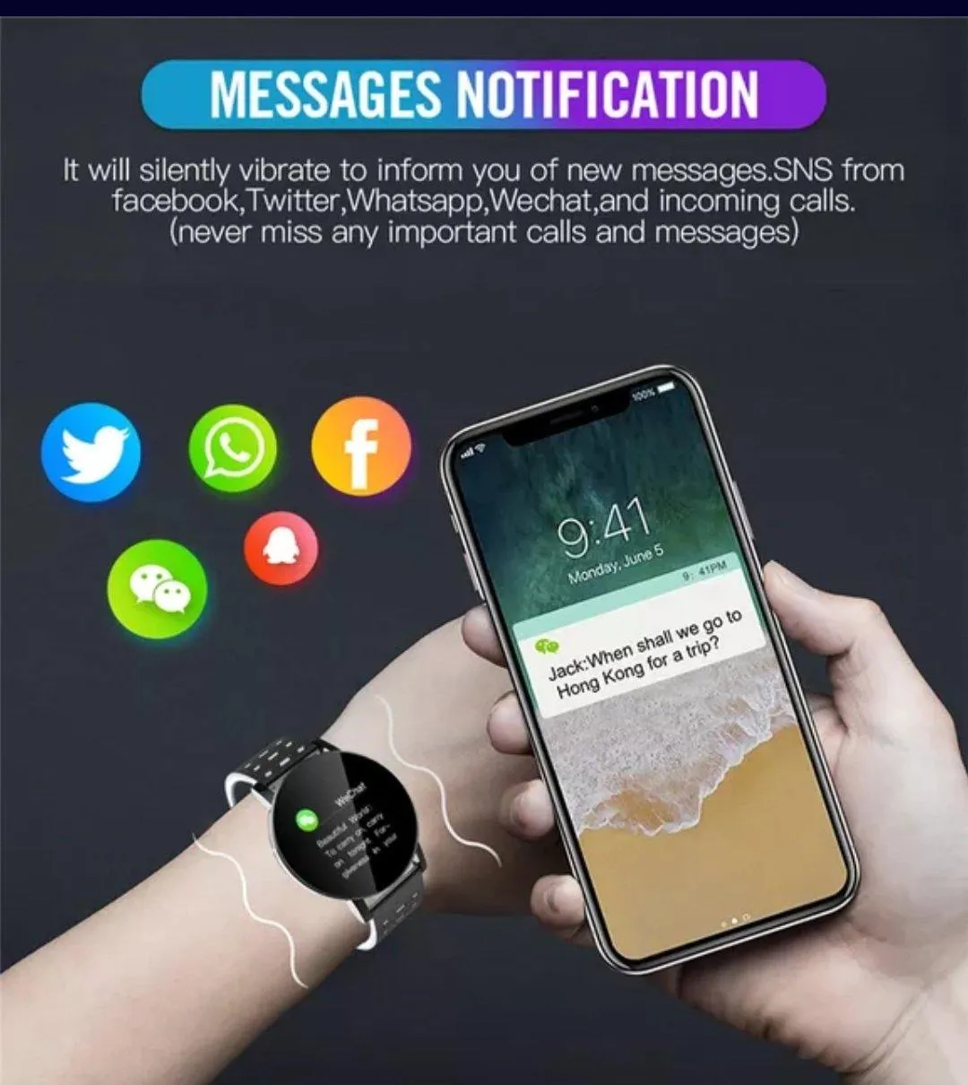 AQ Smart Watch & Health Tracker - Passion Red