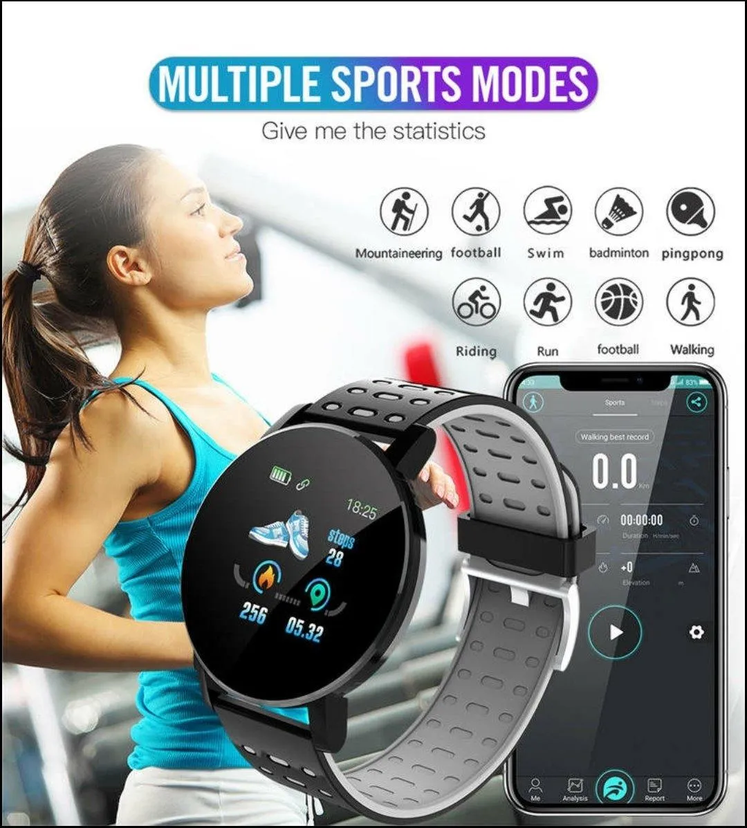 AQ Smart Watch & Health Tracker - Passion Red