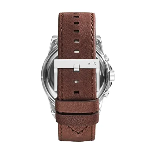 AX ARMANI EXCHANGE Men's Leather Watch, Color: Blue/Brown (Model: AX2501)