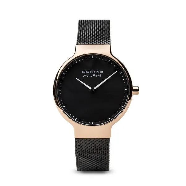 Bering - Max René  Polished Rose Gold, Black Mesh 31mm