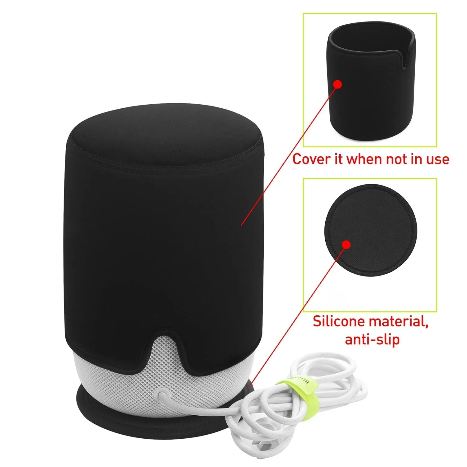 Black Dustproof Case for Homepod / Mini 2 Speaker with Anti-slip Pad