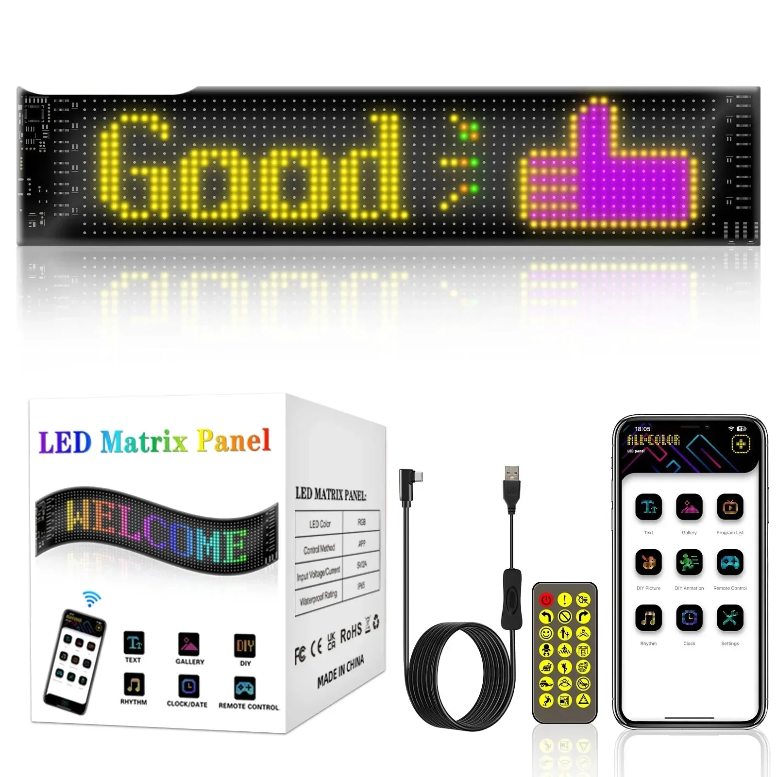 Bluetooth Led Car Pixel Panel For Taxi Rear Window App Control
