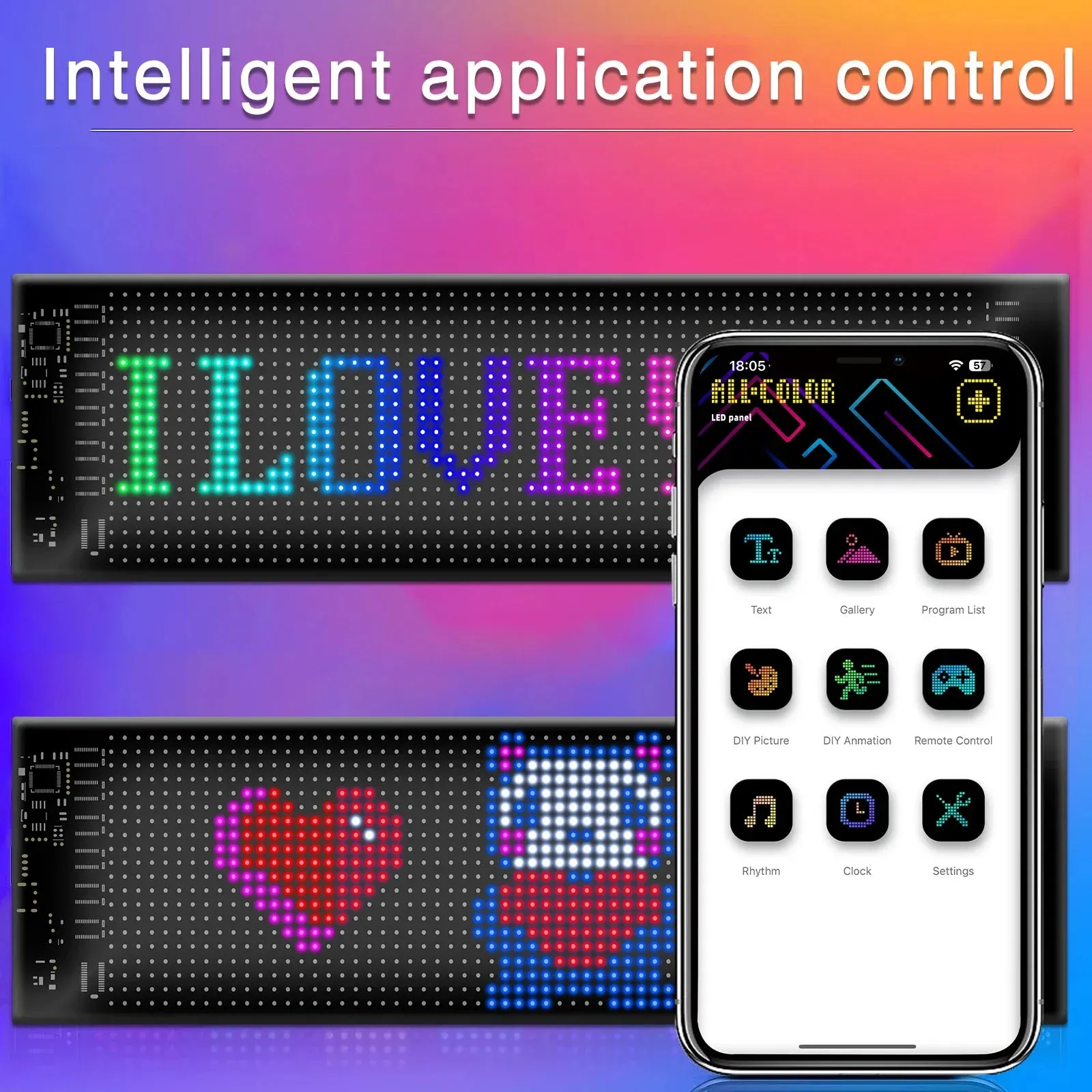 Bluetooth Led Car Pixel Panel For Taxi Rear Window App Control