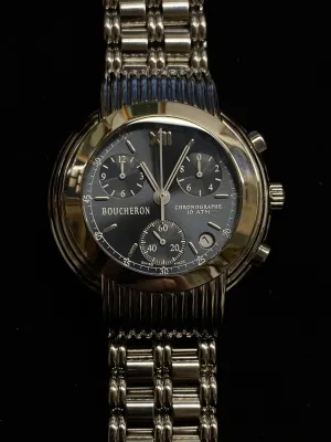 BOUCHERON Rare Chronographe Stainless Steel Automatic Watch w/ Platinum Dial - $13K Appraisal Value! ✓