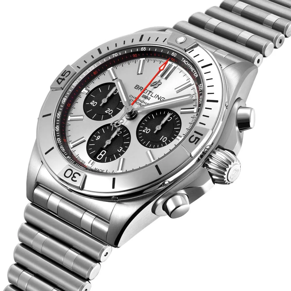 Breitling Chronomat B01 42mm Silver Dial Automatic Chronograph Gents Watch AB0134101G1A1