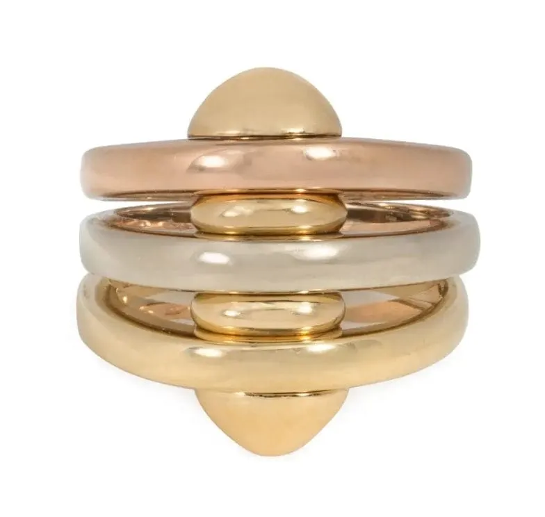 Bulgari Tri-Color Gold Stack Ring ASC5628