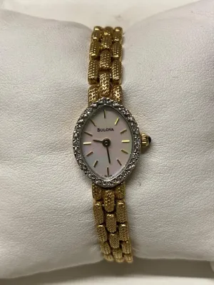 BULOVA Rare 14K Gold Ladies Elegant Wristwatch w/ 14 Diamonds- $13K APR w/ COA!