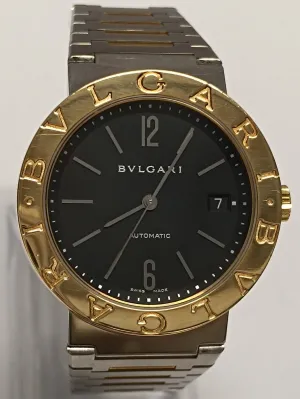 BVLGARY Rare Unisex Model Stainless Steel Watch Gold Bezel  - 16K APR w/ COA!