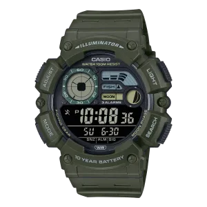 Casio Digital Green Resin Band Watch WS1500H-3B