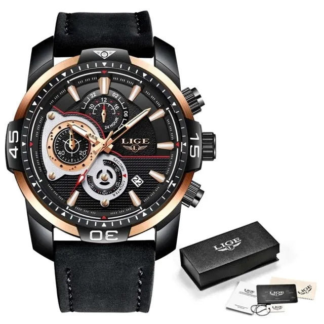Casual Leather Quartz Clock Male Sport Waterproof Watch