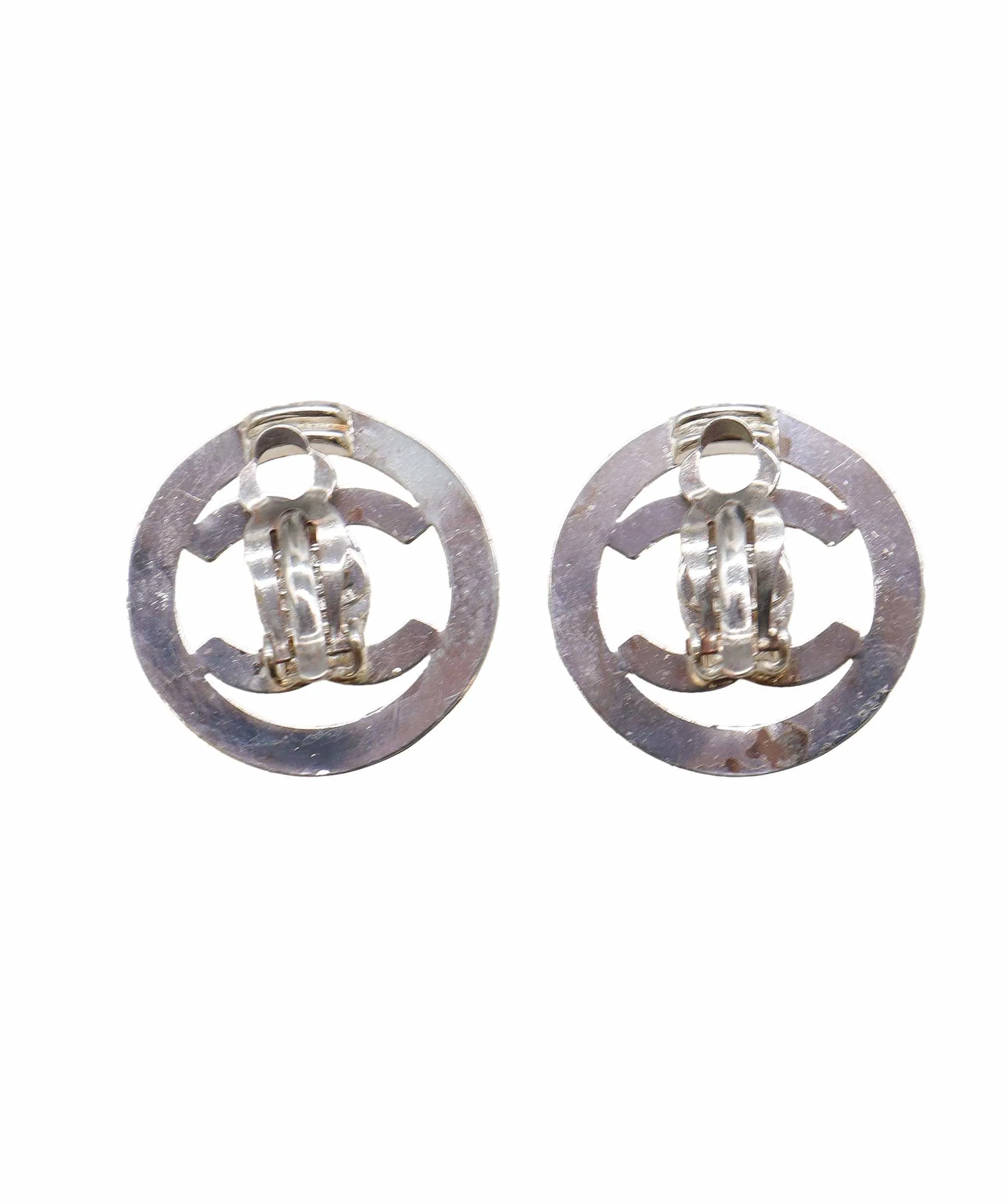 Chanel Silver CC Turnlock Clip On Earrings DXBS2273