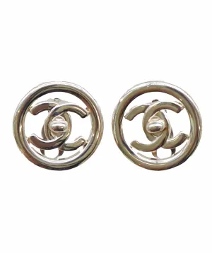 Chanel Silver CC Turnlock Clip On Earrings DXBS2273