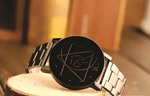Chocozone Stainless Steel Beautiful Black Dial Analog Girls Women Watch