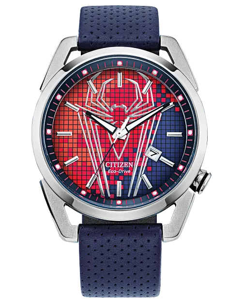 Citizen Spider-Man Red Dial Leather Strap Watch AW1680-03W