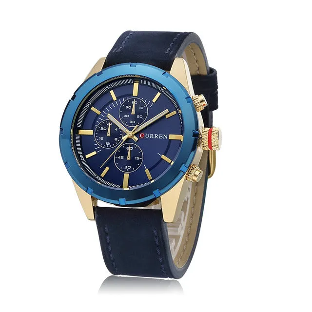 CURREN Leather Strap Sports Men Quartz Wrist Watches 8154