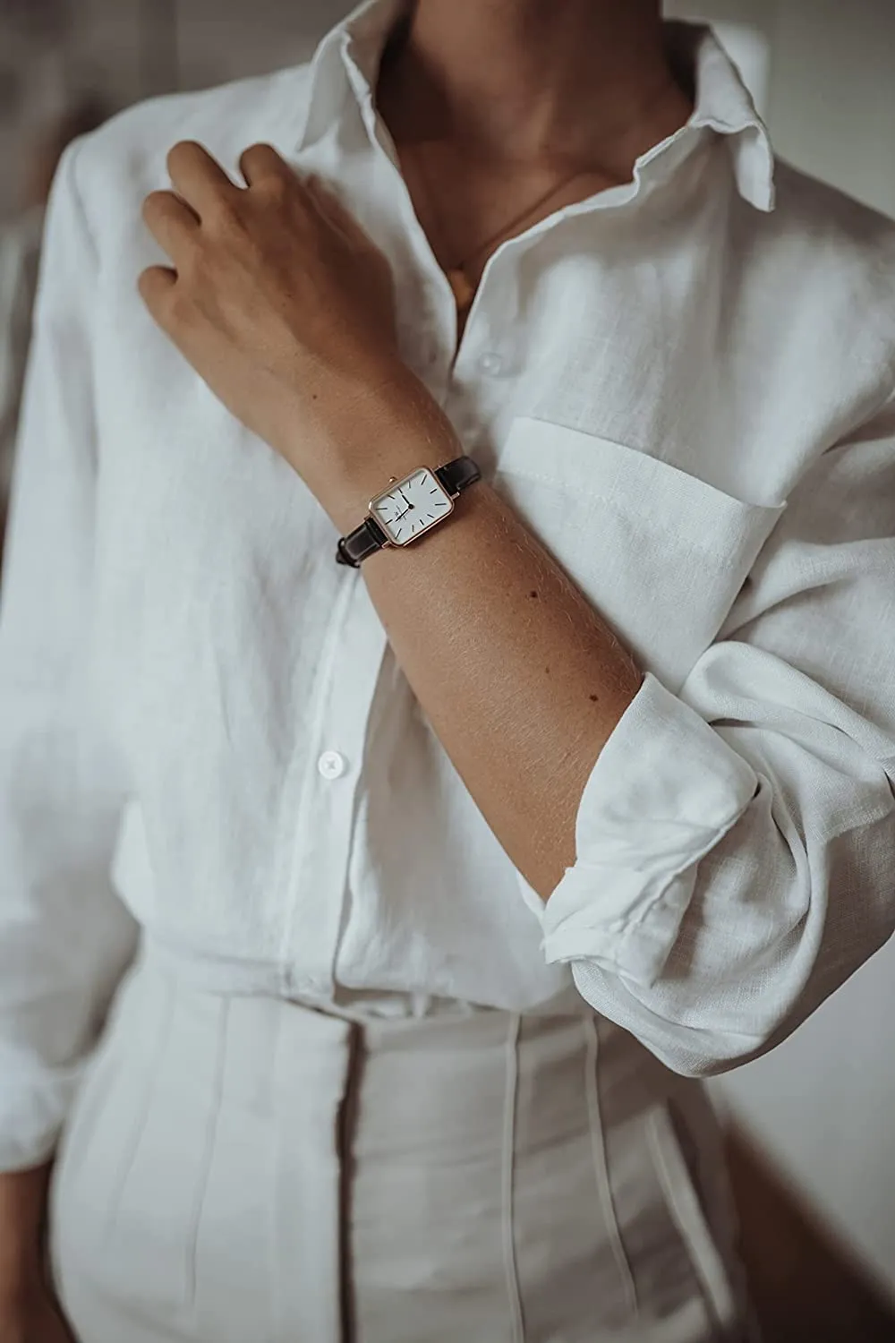 Daniel Wellington Quadro 20x26 mm White Rectangle Dial Women Watch - DW00100434