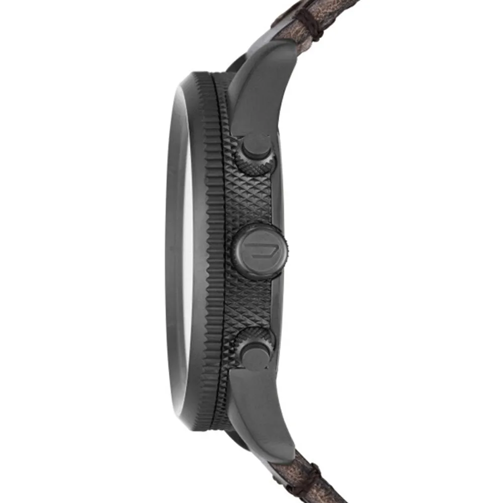 Diesel MEGA CHIEF Mens Blue Leather Band Grey Quartz Dial Watch - DZ4467