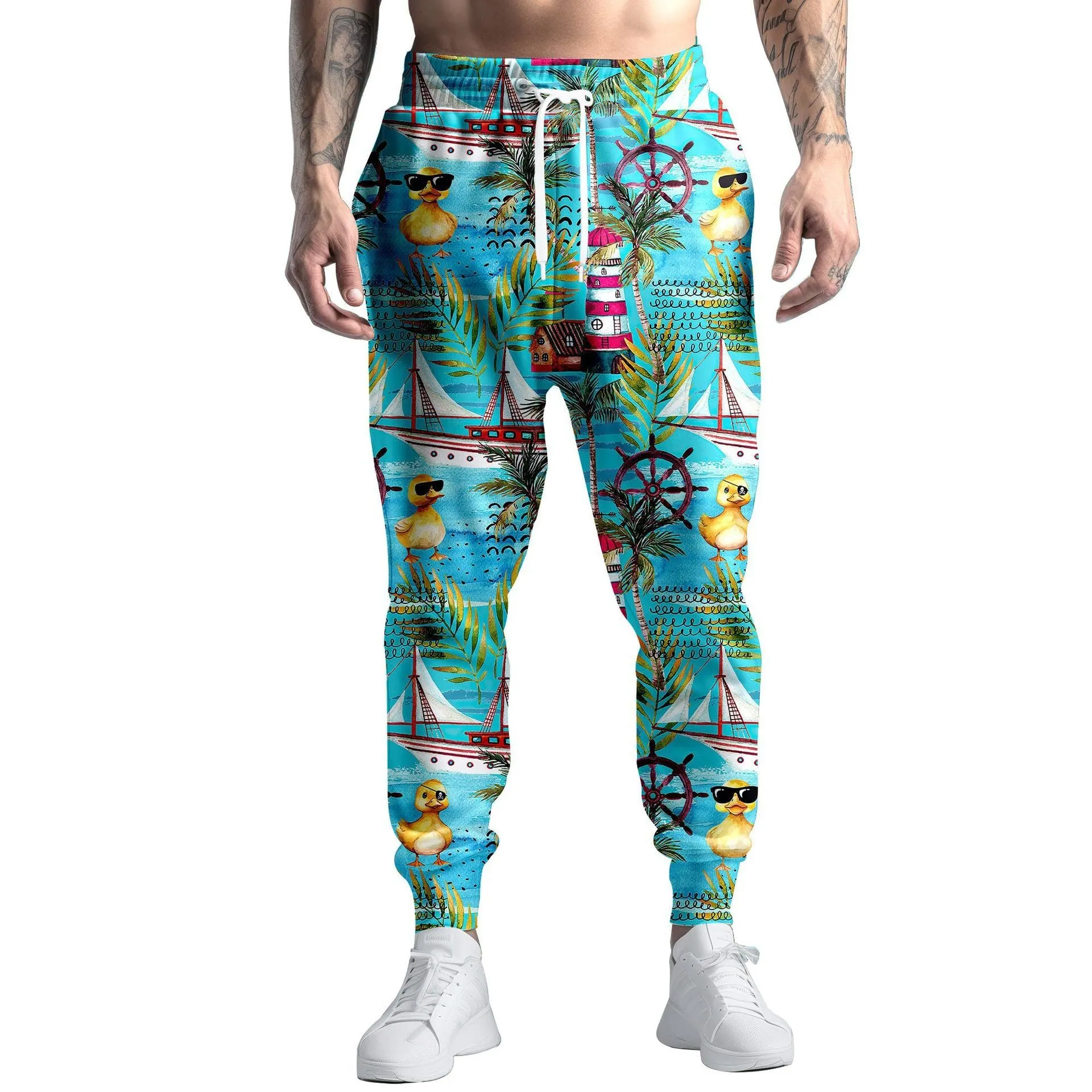 Digital Printing Colorful Paint Graffiti Sweatpants Straight