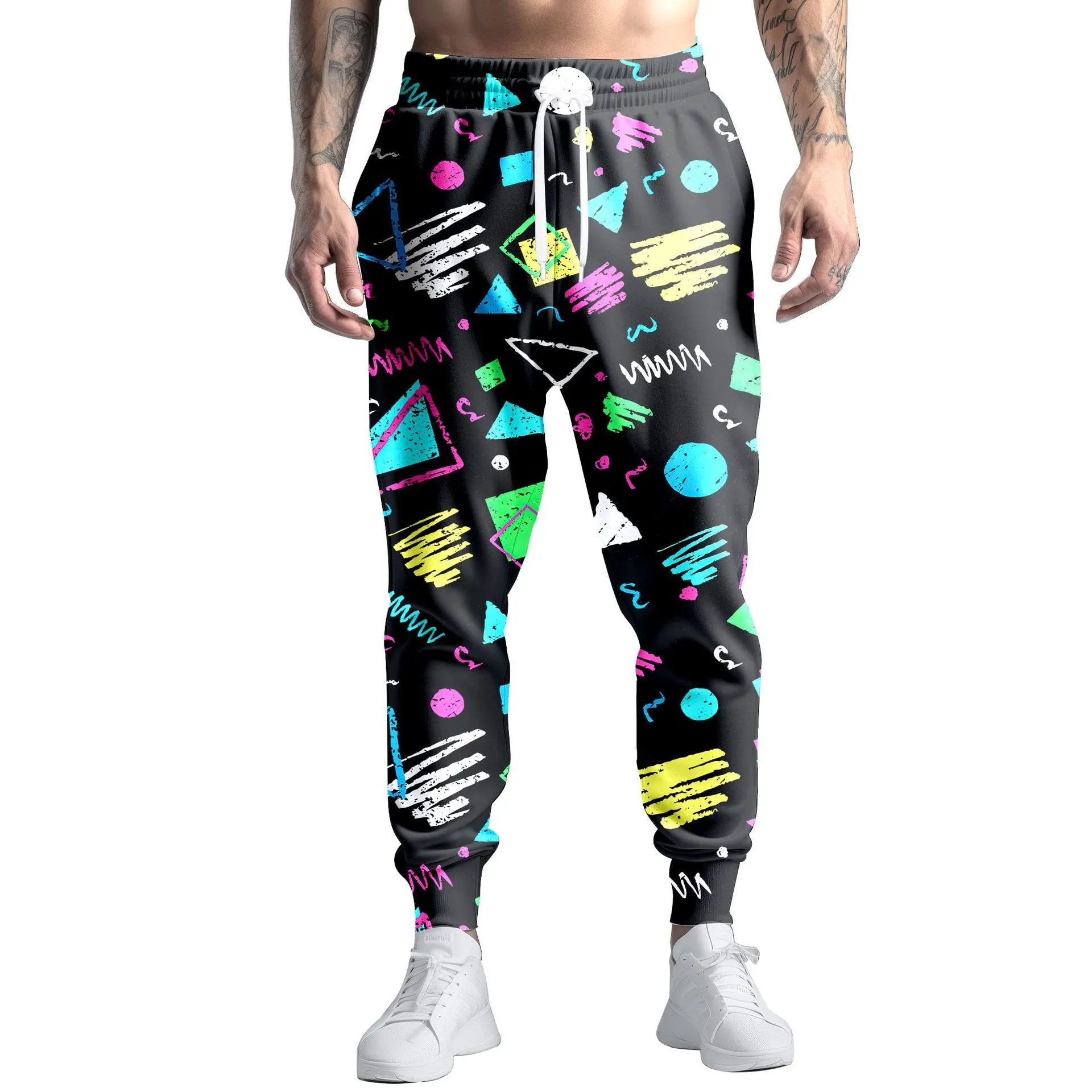 Digital Printing Colorful Paint Graffiti Sweatpants Straight
