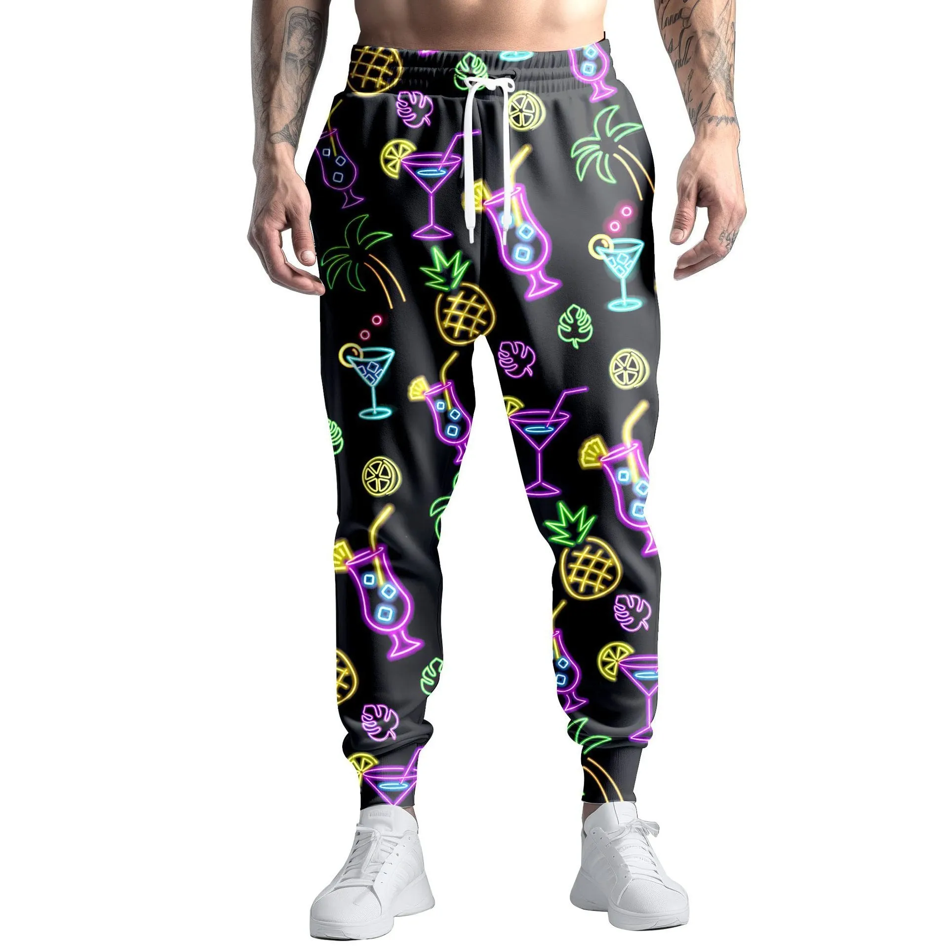 Digital Printing Colorful Paint Graffiti Sweatpants Straight
