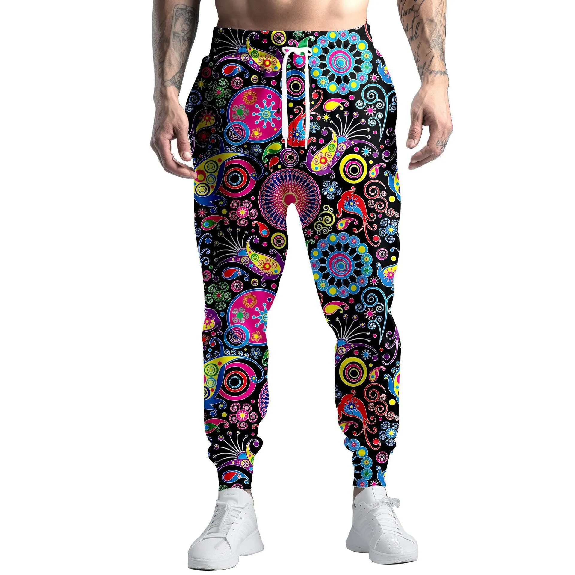 Digital Printing Colorful Paint Graffiti Sweatpants Straight