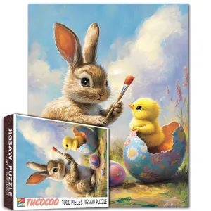 Easter Bunny and Baby Chick Jigsaw Puzzle