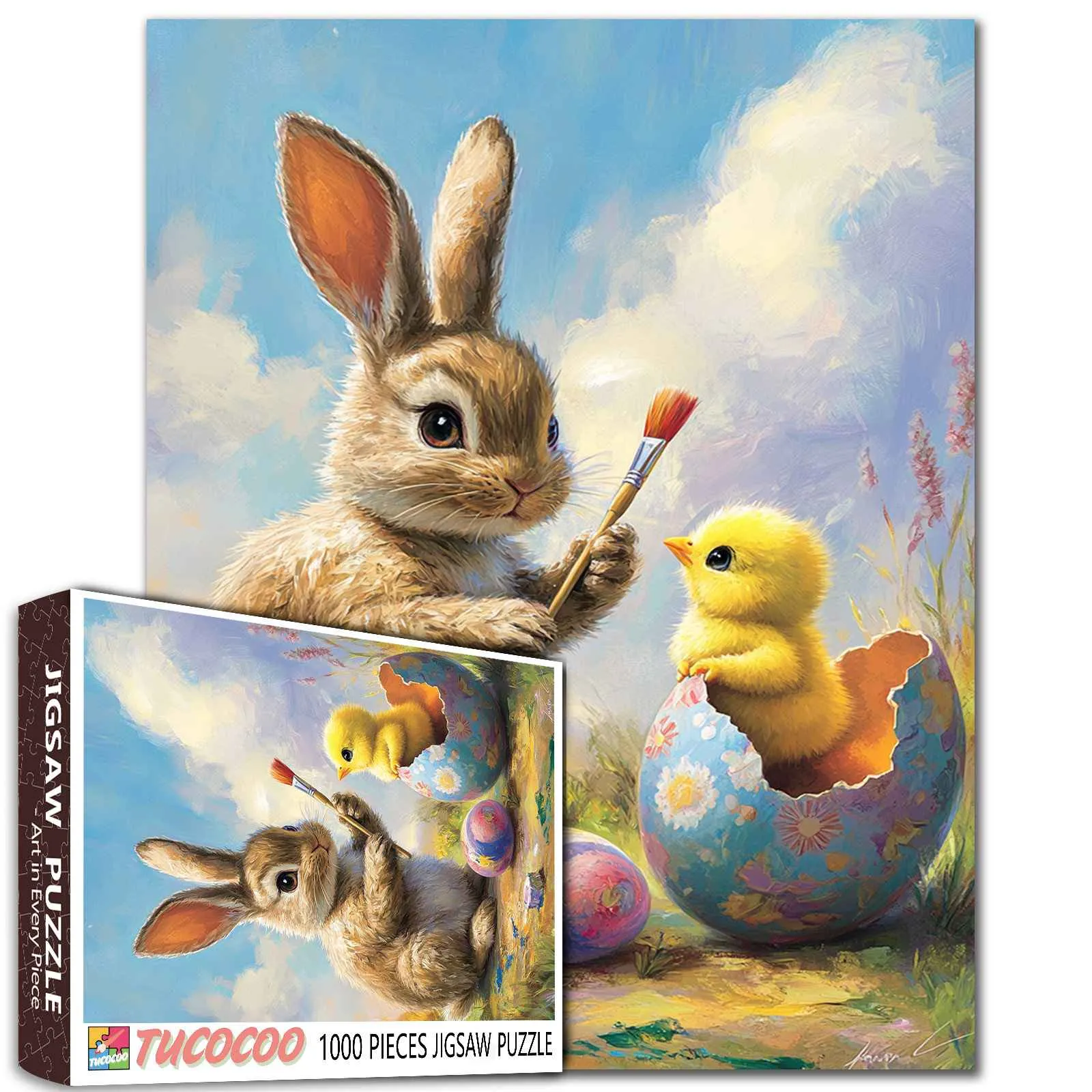 Easter Bunny and Baby Chick Jigsaw Puzzle