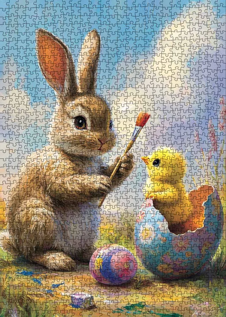 Easter Bunny and Baby Chick Jigsaw Puzzle